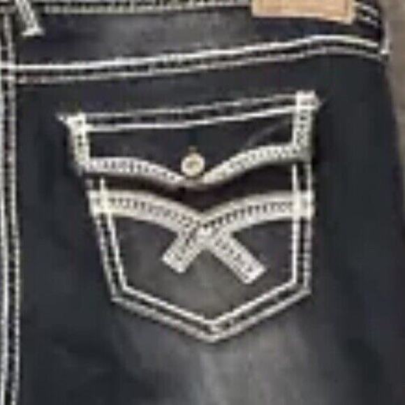 Amethyst Regina Jeans Womens 10 Skinny Dark-Wash 40x31 Whiskered Embroidered - Picture 5 of 11